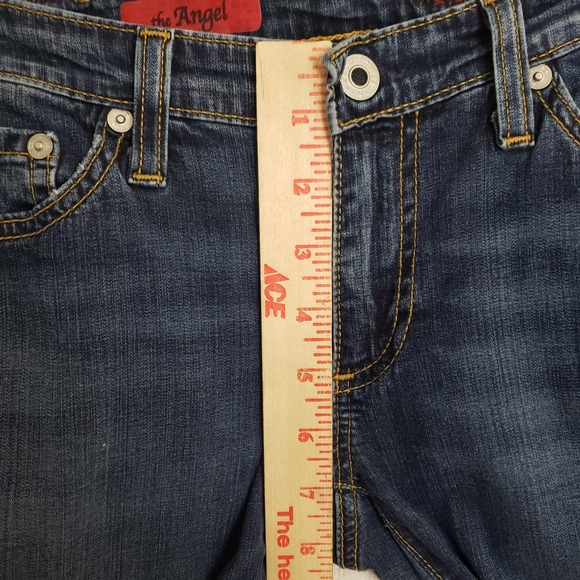 AG Adriano Goldschmied The Angel Boot Cut Jeans Dark Wash Blue 26x33 Raw Hem EUC - Picture 8 of 13